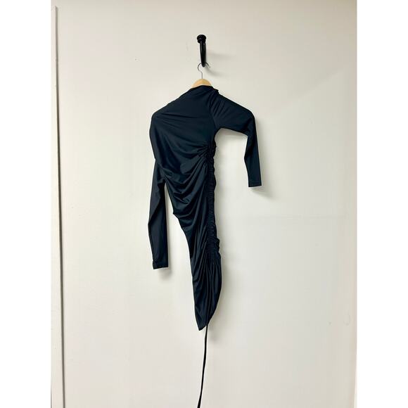 Balenciaga's Long Sleeve Ruched Bodycon Mini Dress Matte Black Women's 34 / US 2 - Picture 6 of 6